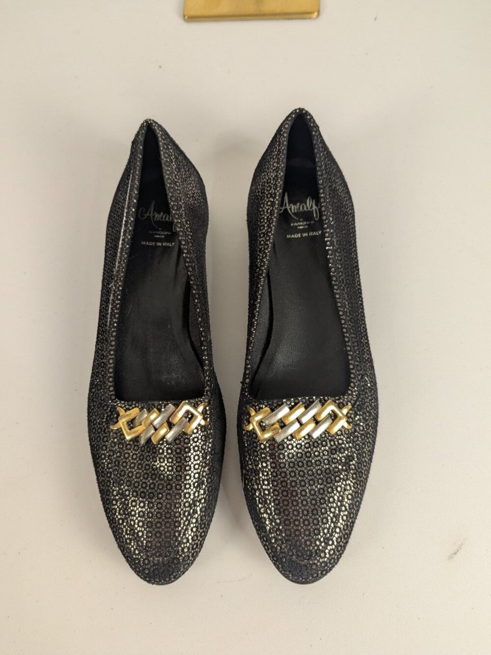 Amalfi by Rangoni Made in Italy Metallic Leather Flats 9.5 Narrow